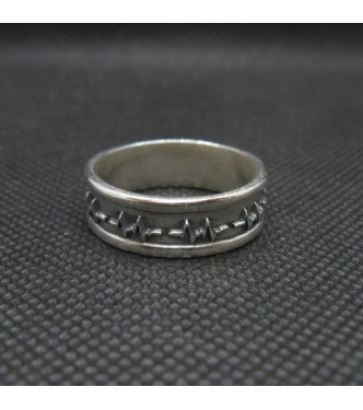 R002053 Sterling Silver Ring 8mm Handmade Band Genuine Solid Hallmarked 925 Cardiogram